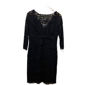 Marina Black Chic Lace Long Sleeves Sheath Dress